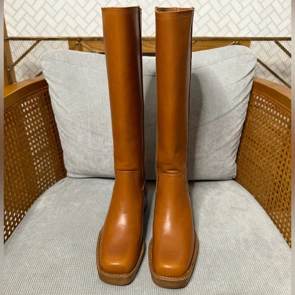 Reformation Frances Knee High Boot Whiskey Leather - Picture 6 of 10